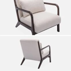 Fauteuil Scandinave Bouclette Et Bois D'hévéa Teinté Wengé -Sweeek iacscadwlboucl 931ef4ef1b1f6f168fa01f47238b7346