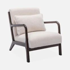 Fauteuil Scandinave Bouclette Et Bois D'hévéa Teinté Wengé -Sweeek iacscadwlboucl 9cd82303ca9513fb82b227165d38792f