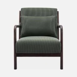 Fauteuil Scandinave Velours Côtelé Et Bois D'hévéa Wengé -Sweeek iacscadwlcrgre b18986737e0b62b4dd86a5d895eb6143