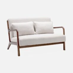 Banquette 2 Places + Fauteuil Bouclette En Bois D'hévéa Teinté Noyer Clair -Sweeek iacscalwl1n2bcl 1c1c62de64691208edd8beb5dfc00ba1