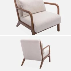 Fauteuil Scandinave Bouclettes Et Bois D'hévéa Teinté Noyer Clair -Sweeek iacscalwlboucl 2a33dab70fa33ec7242c72c8b686ea0e