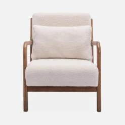 Fauteuil Scandinave Bouclettes Et Bois D'hévéa Teinté Noyer Clair -Sweeek iacscalwlboucl cc54b8b22a16414c57a94ca4ec6dcd84