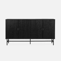 Buffet Effet Bois Rainuré Noir 4 Portes 157,5 Cm -Sweeek ibazbuffet 8f07fe36761dec798addc417668367fa