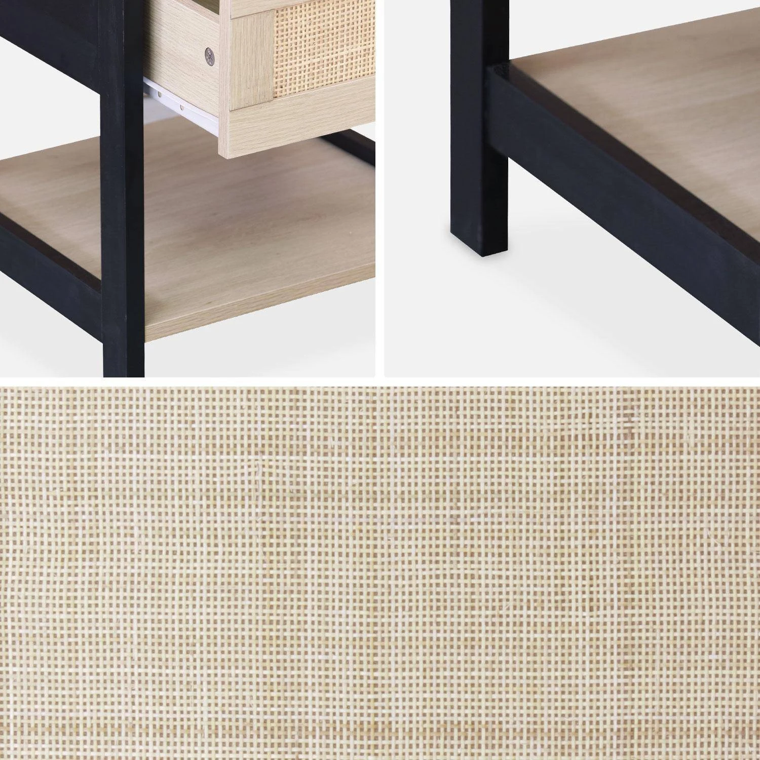 Table De Chevet Scandinave Effet Bois Et Cannage (lot De 2) 7 Table De Chevet Scandinave Effet Bois Et Cannage (lot De 2) – Image 5