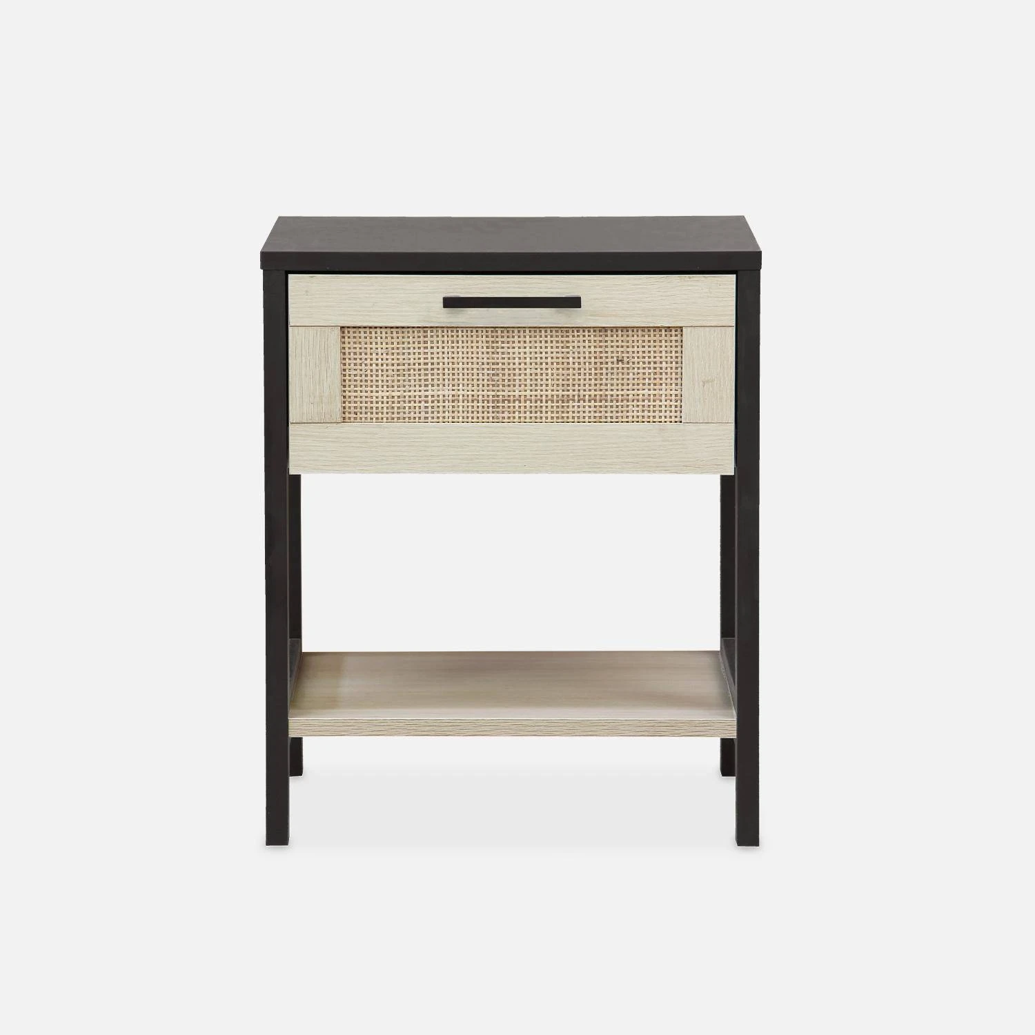 Table De Chevet Scandinave Effet Bois Et Cannage (lot De 2) 5 Table De Chevet Scandinave Effet Bois Et Cannage (lot De 2) – Image 3