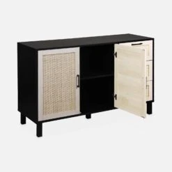 Buffet Scandinave Effet Bois Et Cannage 2 Portes 120 Cm -Sweeek ibcanbuffet 02b4cb5eb7210c6da45acbdc1678defd