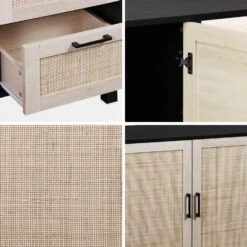 Buffet Scandinave Effet Bois Et Cannage 2 Portes 120 Cm -Sweeek ibcanbuffet 0687b00446abd5e2f72b1e860d256fad