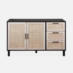 Buffet Scandinave Effet Bois Et Cannage 2 Portes 120 Cm -Sweeek ibcanbuffet c812654171d8f0226d7222e6b96765ae