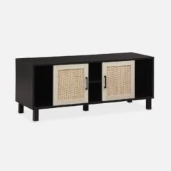 Meuble TV Scandinave Bois Et Cannage 115 Cm -Sweeek ibcantvstand 5f76d89aeecce91628d64a8a35b90ce4