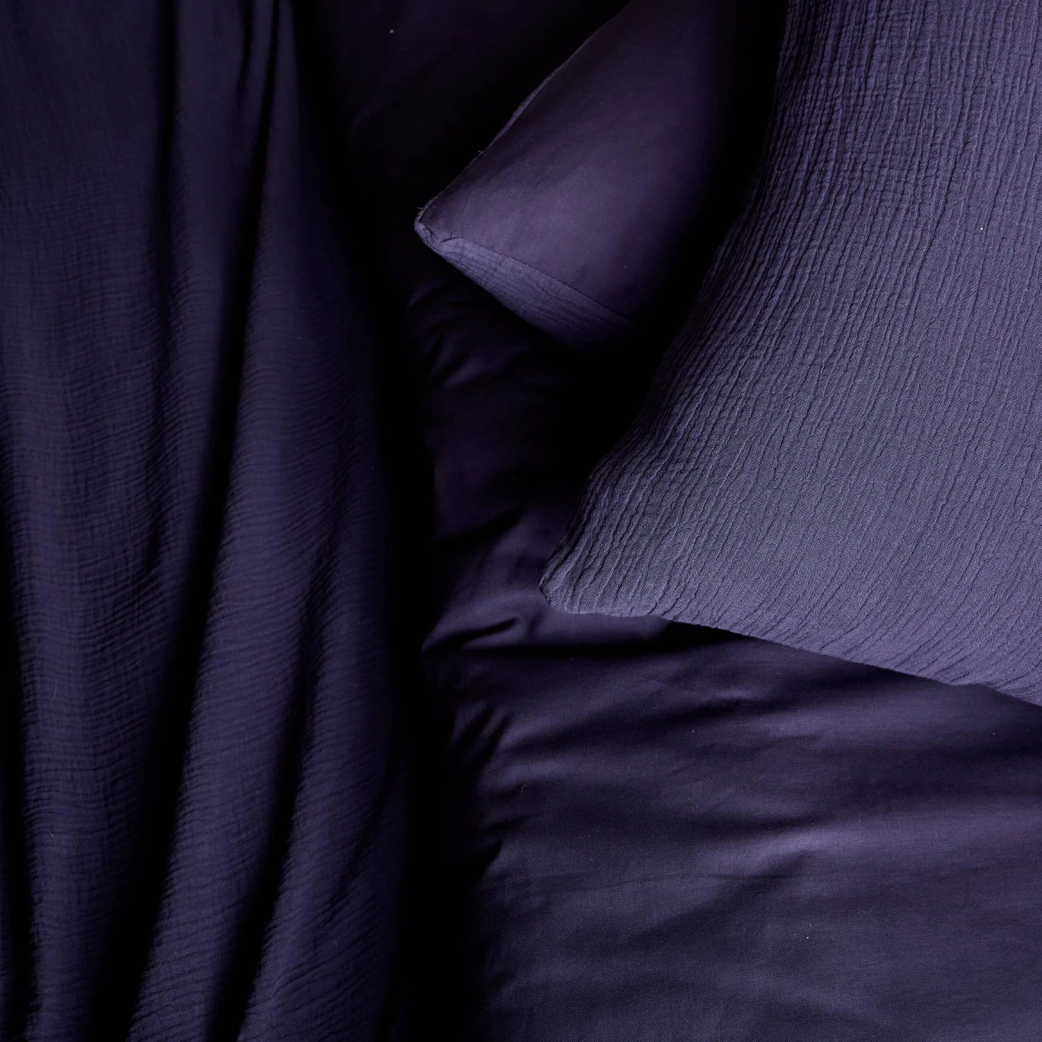 Parure De Lit Gaze De Coton Bleu Marine 4 Parure De Lit Gaze De Coton Bleu Marine – Image 2