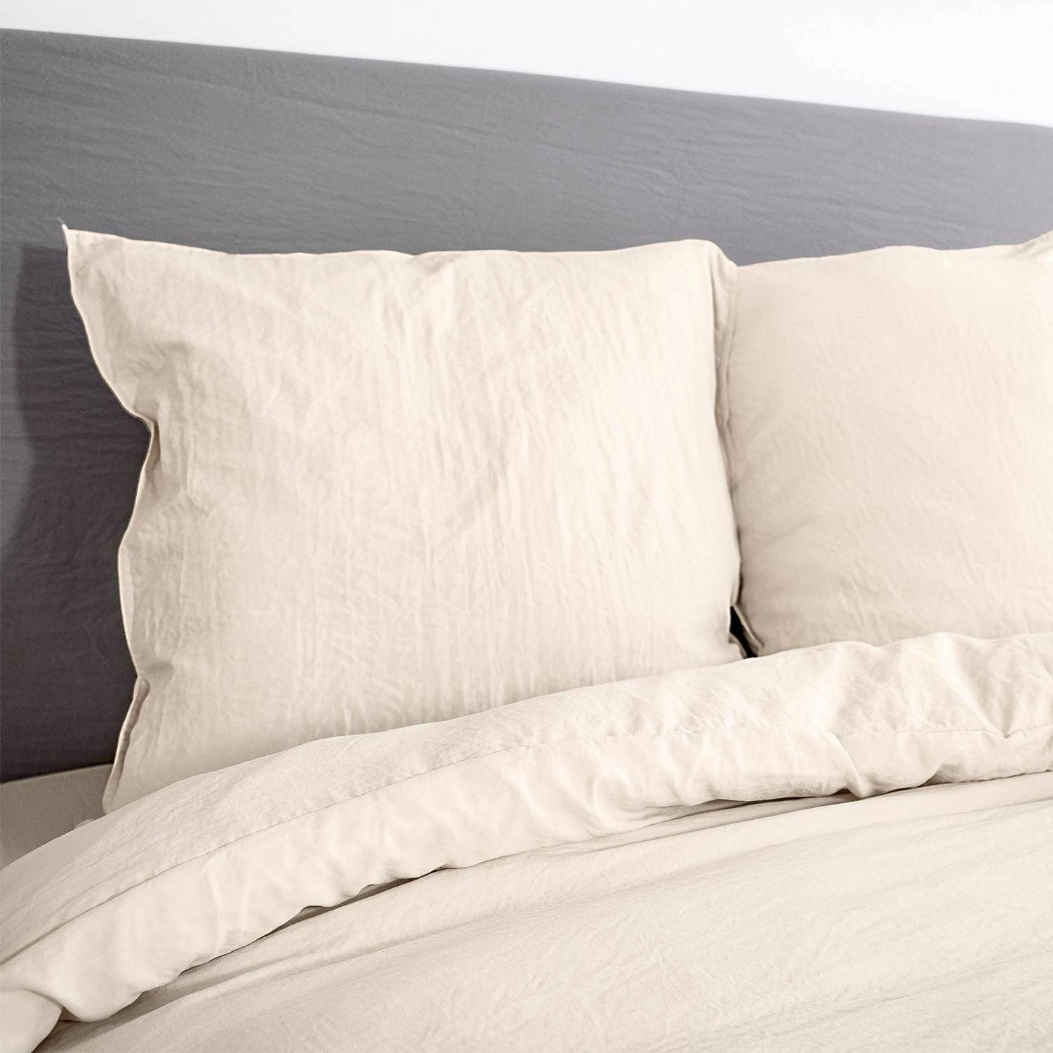 Parure De Lit 2 Places Microfibre Lavée Sable 4 Parure De Lit 2 Places Microfibre Lavée Sable – Image 2