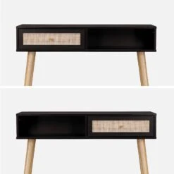 Console Scandinave Effet Bois Et Cannage Couleur : Noir -Sweeek iboconsolebk a5ce733a63ff3f7823fca91edad96e56