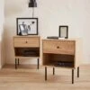 Table De Chevet Effet Bois Rainuré (lot De 2)