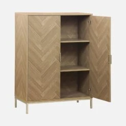 Vaisselier Effet Bois Décor Chevrons 2 Portes -Sweeek ibudcabinet 088885920f5303ecf833e8a0a09b9d18