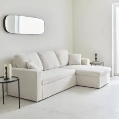 Canapé Convertible 3 Places Bouclettes Blanches