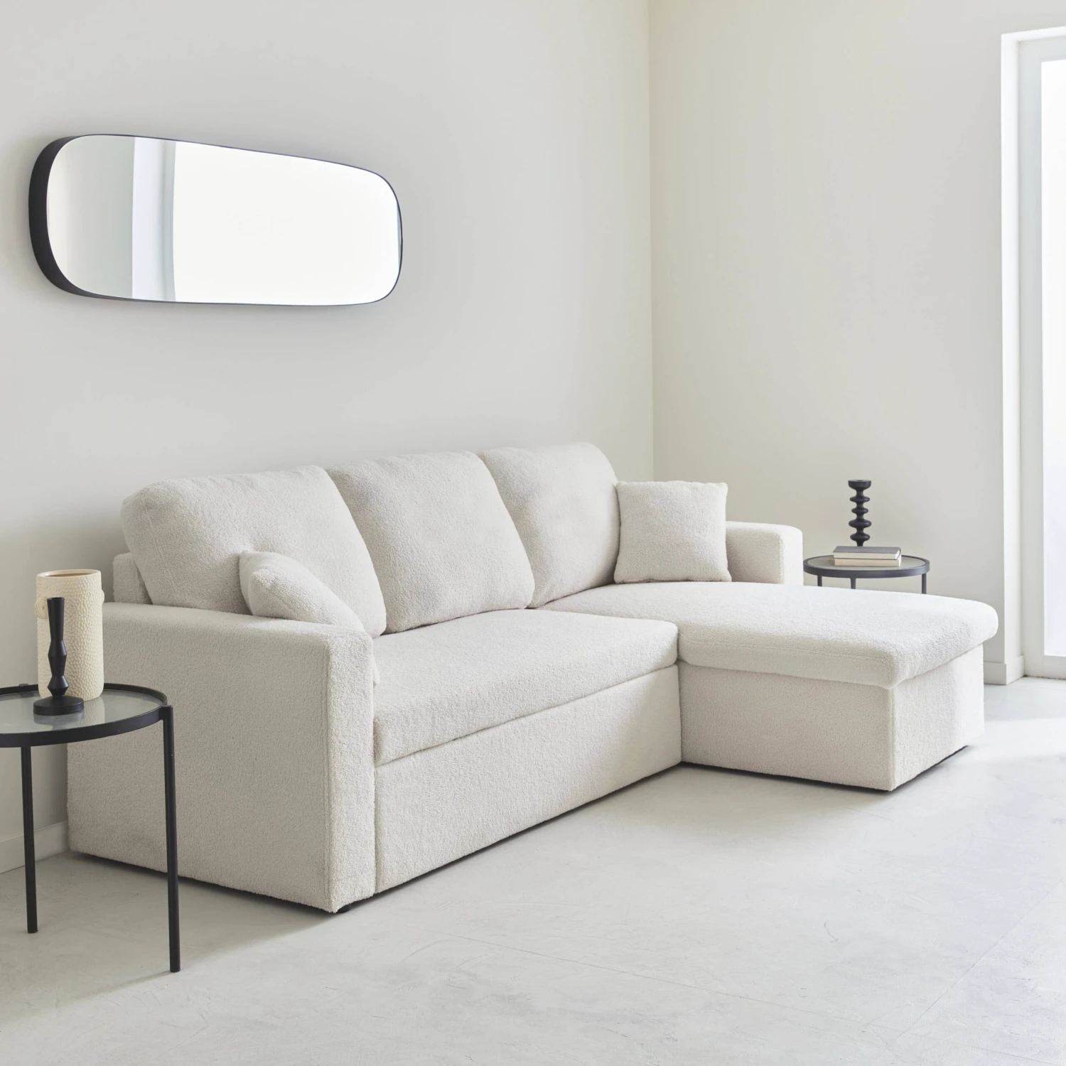 Canapé Convertible 3 Places Bouclettes Blanches 3 Canapé Convertible 3 Places Bouclettes Blanches