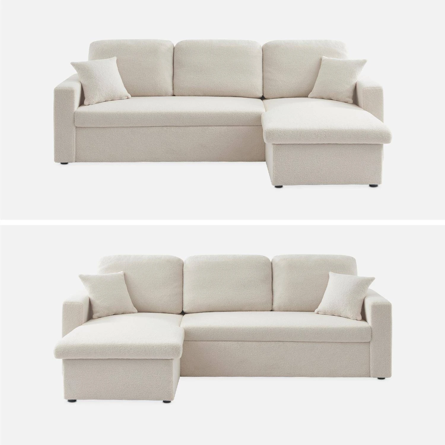 Canapé Convertible 3 Places Bouclettes Blanches 7 Canapé Convertible 3 Places Bouclettes Blanches – Image 5