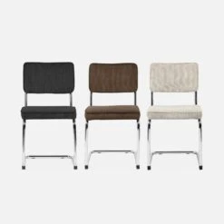 Chaise Cantilever Velours Côtelé (lot De 2) Couleur : Grège -Sweeek ichrmjcrgyx2 e8a743c14105e98d719e49a752f6a36e