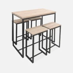 Table Haute Et 4 Tabourets De Bar Acier Et Effet Bois Couleur : Noir 10 Table Haute Et 4 Tabourets De Bar Acier Et Effet Bois Couleur : Noir -Sweeek ids100r4 28c71f699c2aa686b67d472677f477e7