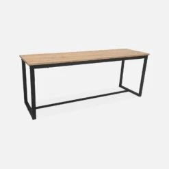 Table Et 2 Bancs Encastrables Acier Et Effet Bois 4 Places Couleur : Noir -Sweeek ids140r4 60ef6cd11d1ee72e952c1615ddaed4b0