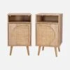 Lot De 2 Tables De Chevet Décor Bois, Cannage Arrondi 2 Lot De 2 Tables De Chevet Décor Bois, Cannage Arrondi -Sweeek ievabedsidex2 886f3af6f7a54cdd4bb708445f953915