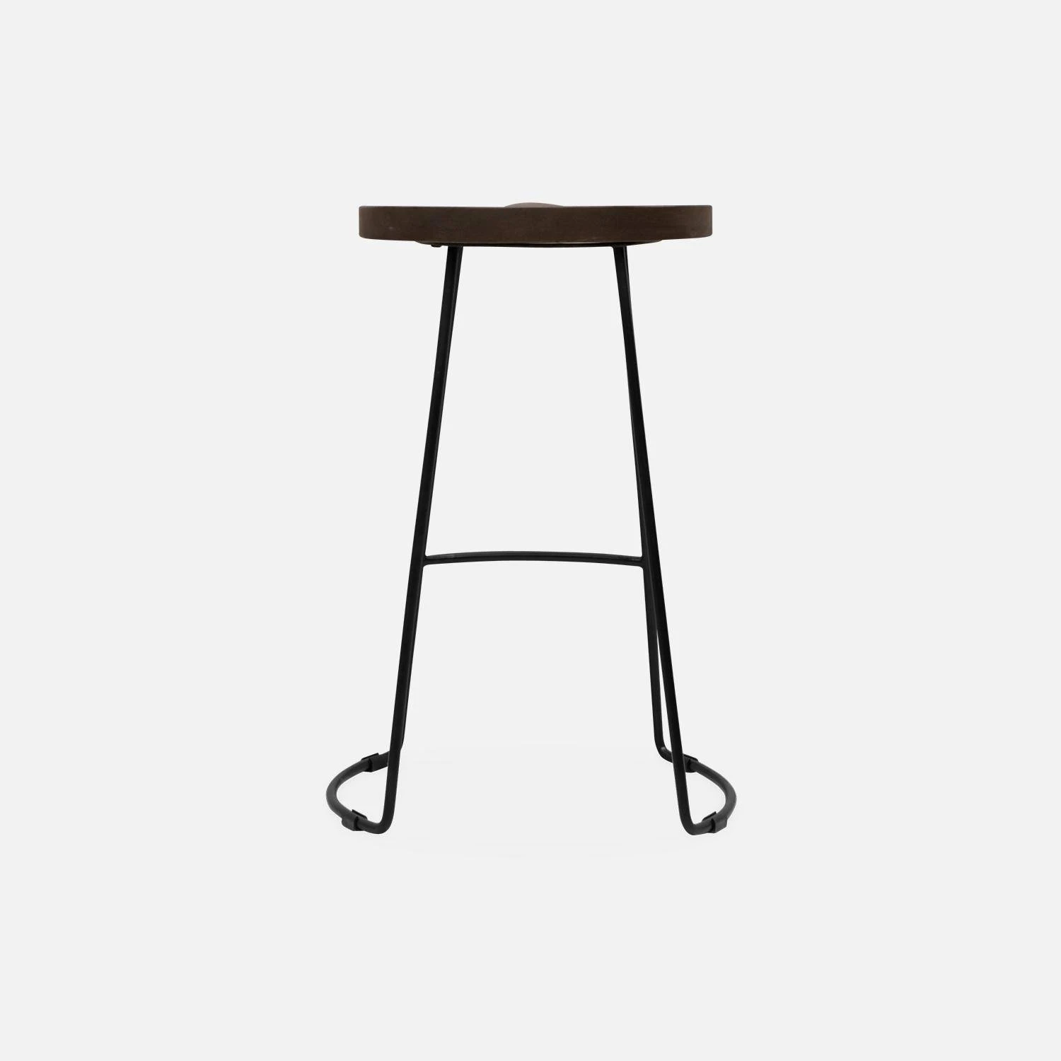 Tabouret De Bars Bois De Manguier Et Acier, Repose Pieds, 65cm (lot De 4) Couleur : Teinté Noyer 9 Tabouret De Bars Bois De Manguier Et Acier, Repose Pieds, 65cm (lot De 4) Couleur : Teinté Noyer – Image 7