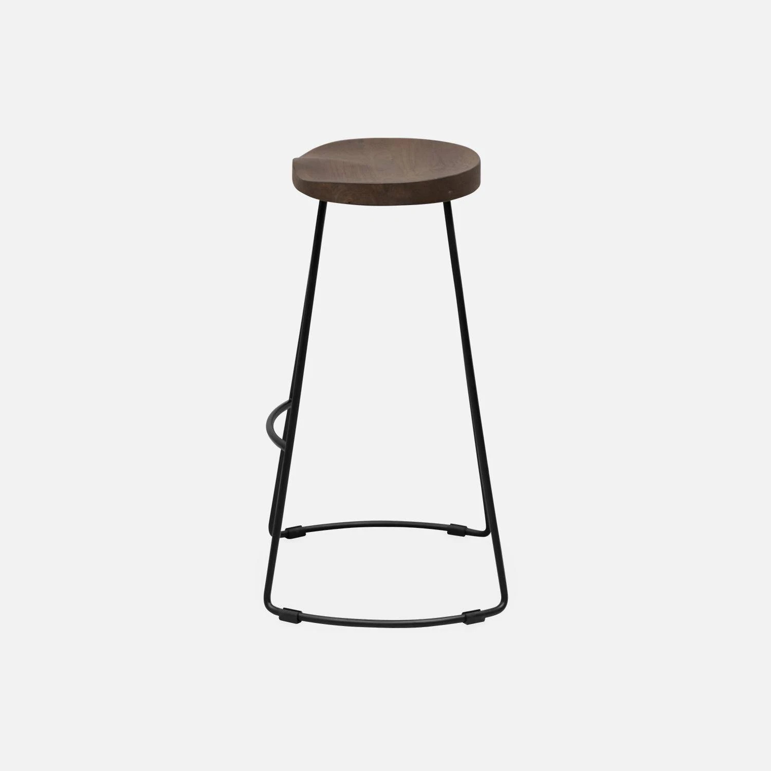 Tabouret De Bars Bois De Manguier Et Acier, Repose Pieds, 65cm (lot De 4) Couleur : Teinté Noyer 8 Tabouret De Bars Bois De Manguier Et Acier, Repose Pieds, 65cm (lot De 4) Couleur : Teinté Noyer – Image 6