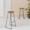 Tabouret De Bar Bois De Manguier Et Acier, Repose Pieds, 75cm (lot De 2) Couleur : Naturel 2 Tabouret De Bar Bois De Manguier Et Acier, Repose Pieds, 75cm (lot De 2) Couleur : Naturel -Sweeek ijabst75x2oak 1fd26dcf29a68fd69272f04b4594d9be