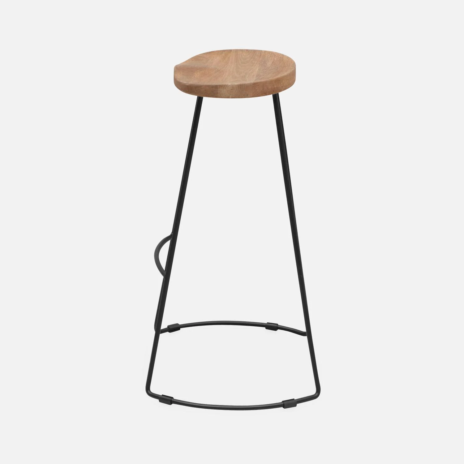 Tabouret De Bar Bois De Manguier Et Acier, Repose Pieds, 75cm (lot De 2) Couleur : Naturel 7 Tabouret De Bar Bois De Manguier Et Acier, Repose Pieds, 75cm (lot De 2) Couleur : Naturel – Image 5