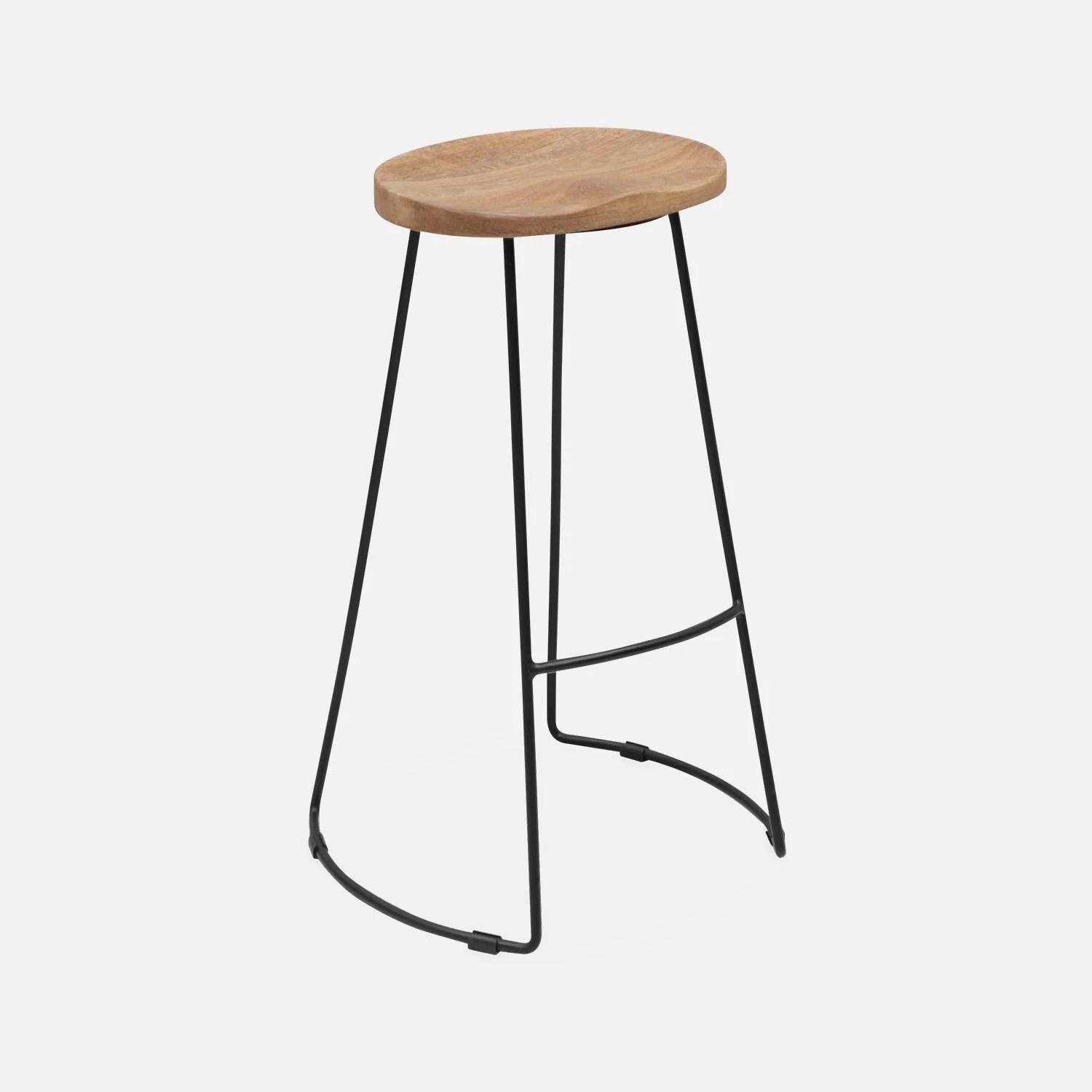 Tabouret De Bar Bois De Manguier Et Acier, Repose Pieds, 75cm (lot De 4) Couleur : Naturel 6 Tabouret De Bar Bois De Manguier Et Acier, Repose Pieds, 75cm (lot De 4) Couleur : Naturel – Image 4
