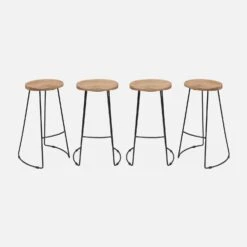 Tabouret De Bar Bois De Manguier Et Acier, Repose Pieds, 75cm (lot De 4) Couleur : Naturel 11 Tabouret De Bar Bois De Manguier Et Acier, Repose Pieds, 75cm (lot De 4) Couleur : Naturel -Sweeek ijabst75x4oak e70e5bacafc9c23d85285ece6a55858e