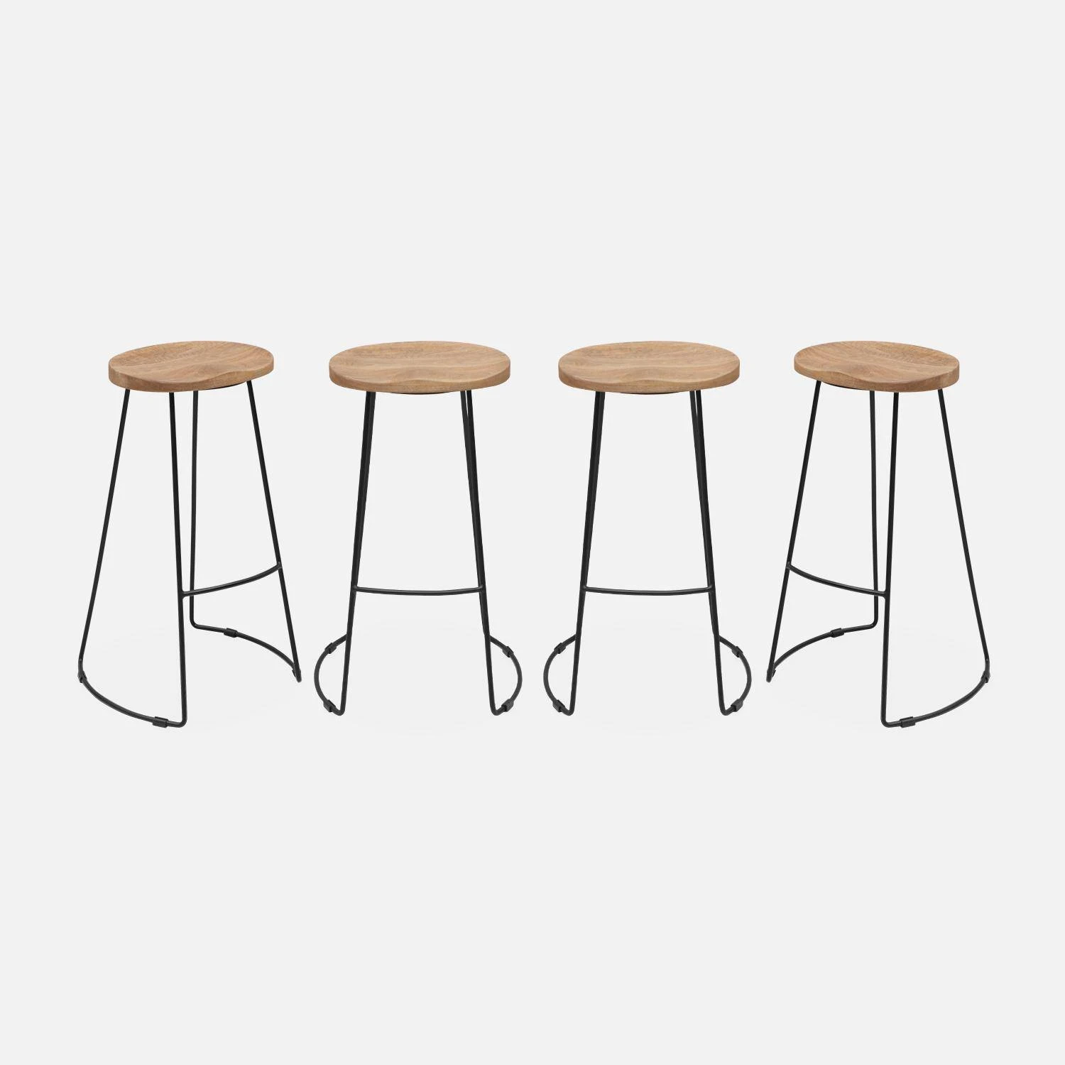 Tabouret De Bar Bois De Manguier Et Acier, Repose Pieds, 75cm (lot De 4) Couleur : Naturel 5 Tabouret De Bar Bois De Manguier Et Acier, Repose Pieds, 75cm (lot De 4) Couleur : Naturel – Image 3