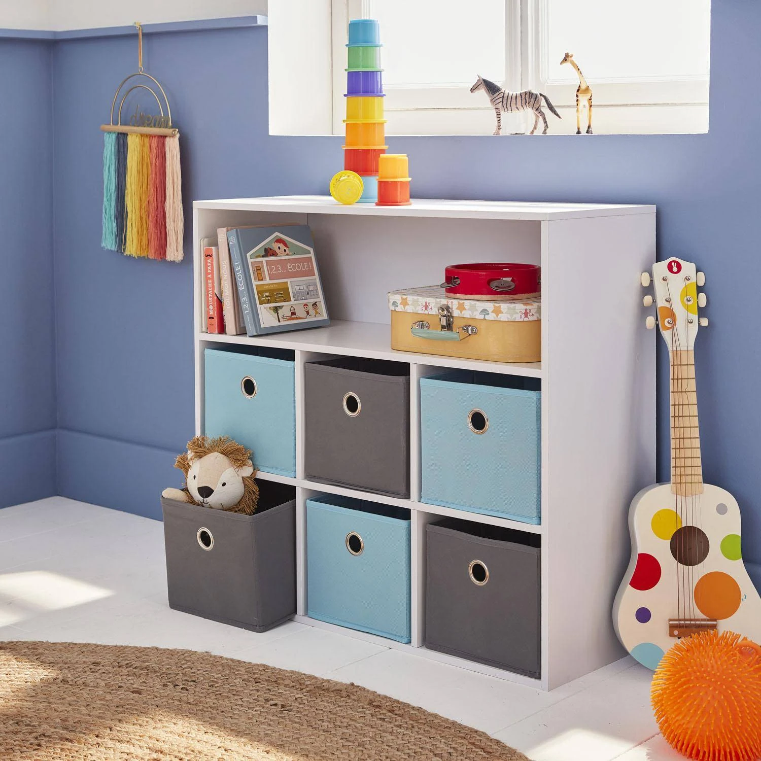 Meuble Rangement Enfant 6 Paniers Couleur : Bleu 3 Meuble Rangement Enfant 6 Paniers Couleur : Bleu