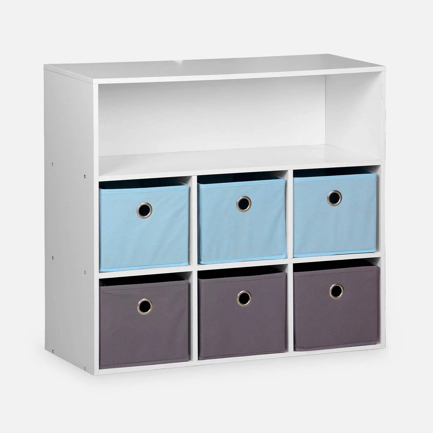 Meuble Rangement Enfant 6 Paniers Couleur : Bleu 5 Meuble Rangement Enfant 6 Paniers Couleur : Bleu – Image 3