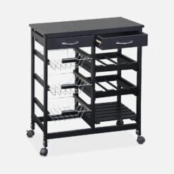 Desserte Cuisine Effet Bois à Roulettes 65 X 35 Cm Couleur : Noir -Sweeek iktdoublebk 0fb828637c1fad0b11885775a01a7fc3