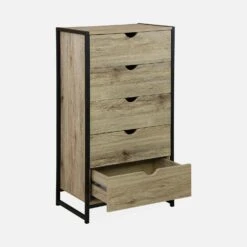 Commode Industrielle Effet Bois Et Métal 5 Tiroirs 12 Commode Industrielle Effet Bois Et Métal 5 Tiroirs -Sweeek ilfchest5dbn 39b8d939a6864e49833801213bf6d43f