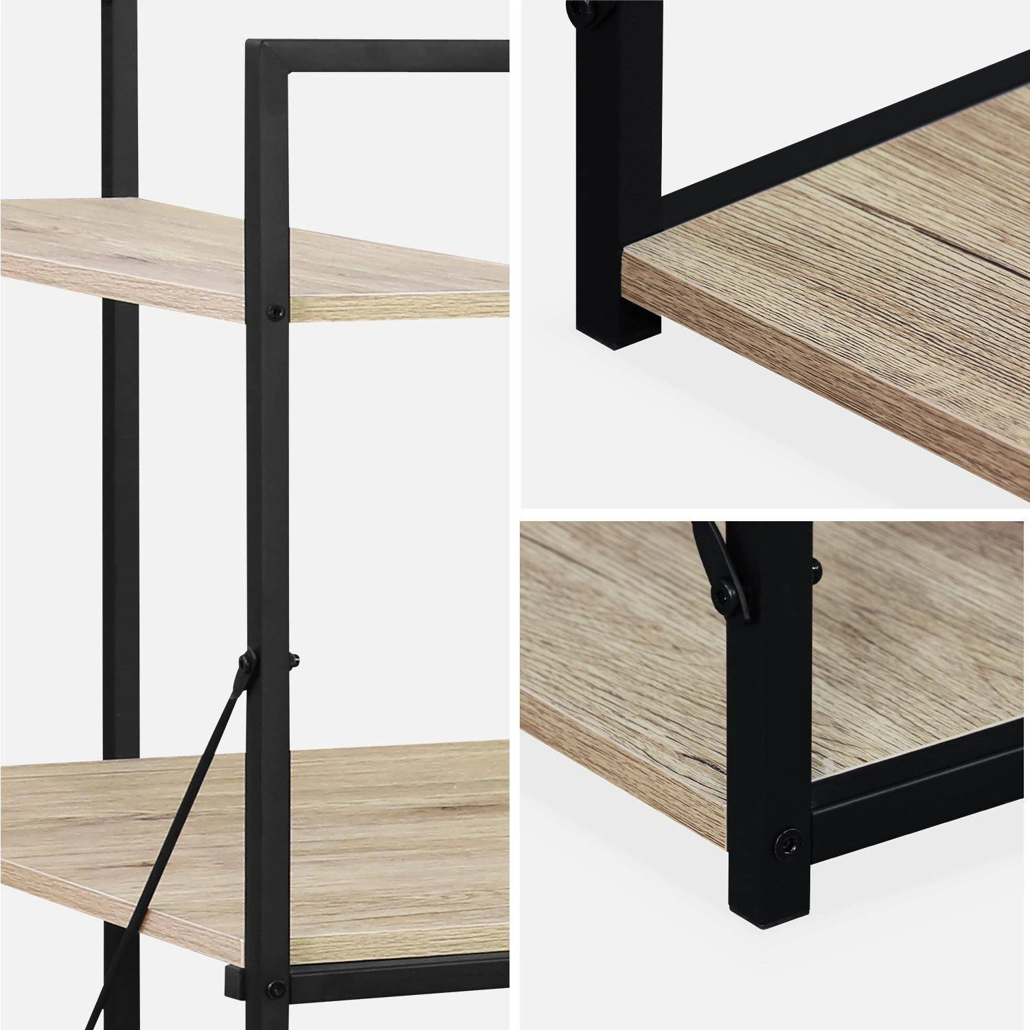 Bureau Bibliothèque Effet Bois Avec étagères 9 Bureau Bibliothèque Effet Bois Avec étagères – Image 8