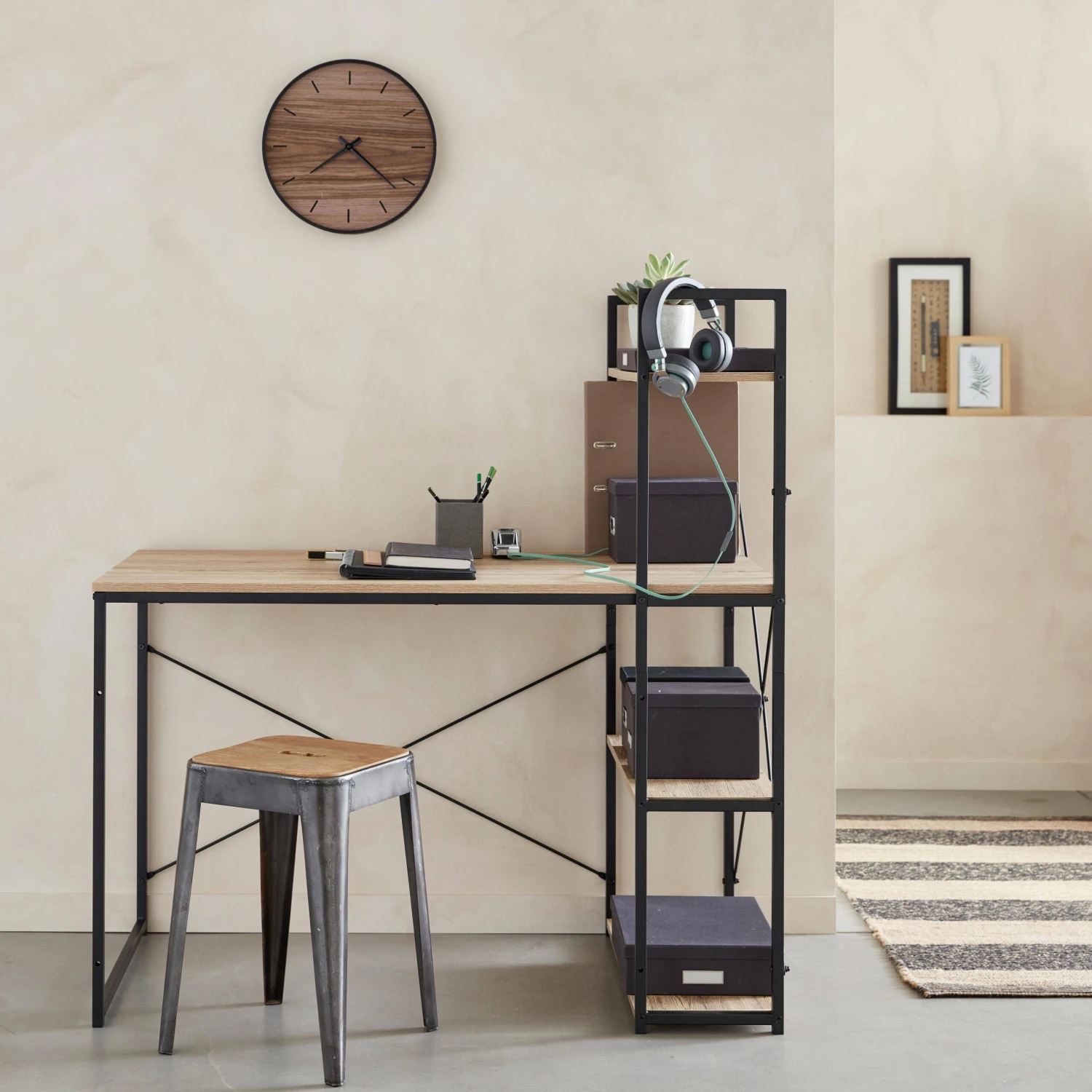 Bureau Bibliothèque Effet Bois Avec étagères 2 Bureau Bibliothèque Effet Bois Avec étagères