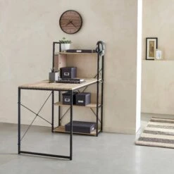 Bureau Bibliothèque Effet Bois Avec étagères 12 Bureau Bibliothèque Effet Bois Avec étagères -Sweeek ilfdesk113bn eafa96b6a719cdd15dd8e8a146b9661c