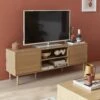 Meuble TV Effet Bois 2 Niveaux 3 étagères Et 2 Portes 160 Cm Couleur : Bois -Sweeek imktvstandwd cf9b27c8baa71244ed1b5b8d73f994bc