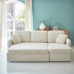 Canapé Convertible 3 Places Bouclettes Blanches, Lignes Arrondies 13 Canapé Convertible 3 Places Bouclettes Blanches, Lignes Arrondies -Sweeek imlccsofaboucl 27af6444cdde7cb2bea882393609788b