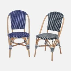 Chaise Bistrot En Rotin Et Polyrotin (lot De 2) Couleur : Bleu -Sweeek imonchrx2blu 47c690f323e992cdc755c92c7b640a20