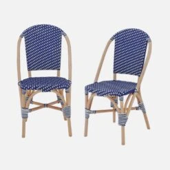 Chaise Bistrot En Rotin Et Polyrotin (lot De 2) Couleur : Bleu -Sweeek imonchrx2blu cd0efabf0d24656706f0a54776cb269d