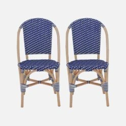 Chaise Bistrot En Rotin Et Polyrotin (lot De 2) Couleur : Bleu -Sweeek imonchrx2blu e971ea8bd473debe407722dd9a494611