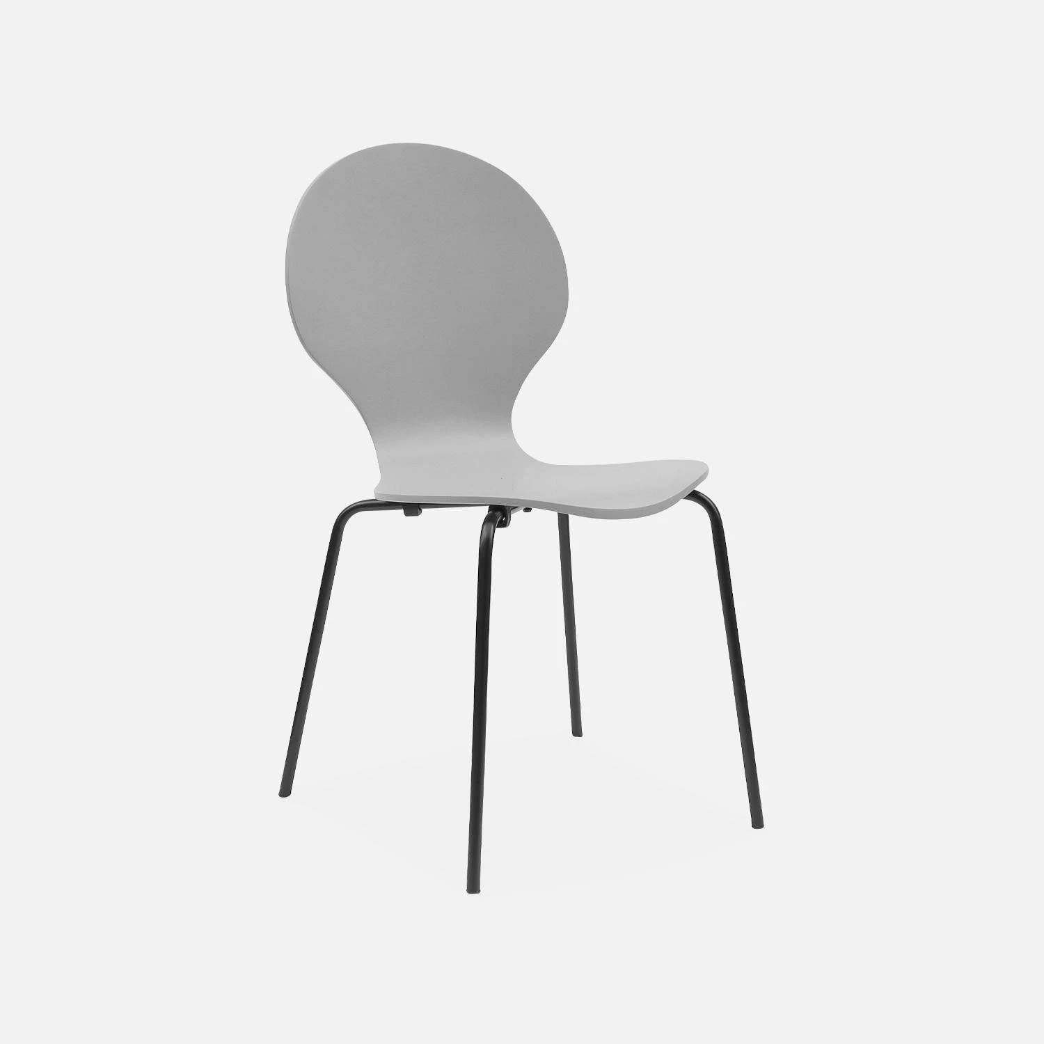 Chaise Rétro Empilables, Bois Et Contreplaqué (lot De 4) Couleur : Gris 6 Chaise Rétro Empilables, Bois Et Contreplaqué (lot De 4) Couleur : Gris – Image 4