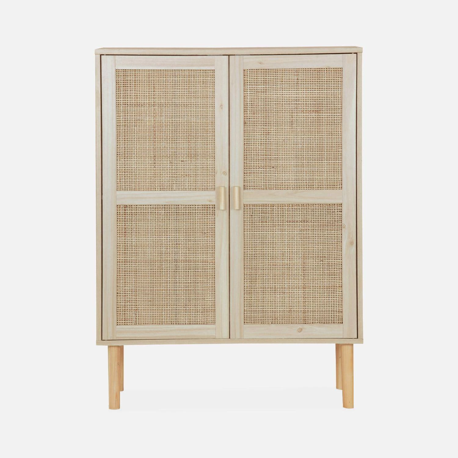 Buffet Cannage Et Effet Bois 2 Portes 80 Cm 6 Buffet Cannage Et Effet Bois 2 Portes 80 Cm – Image 4