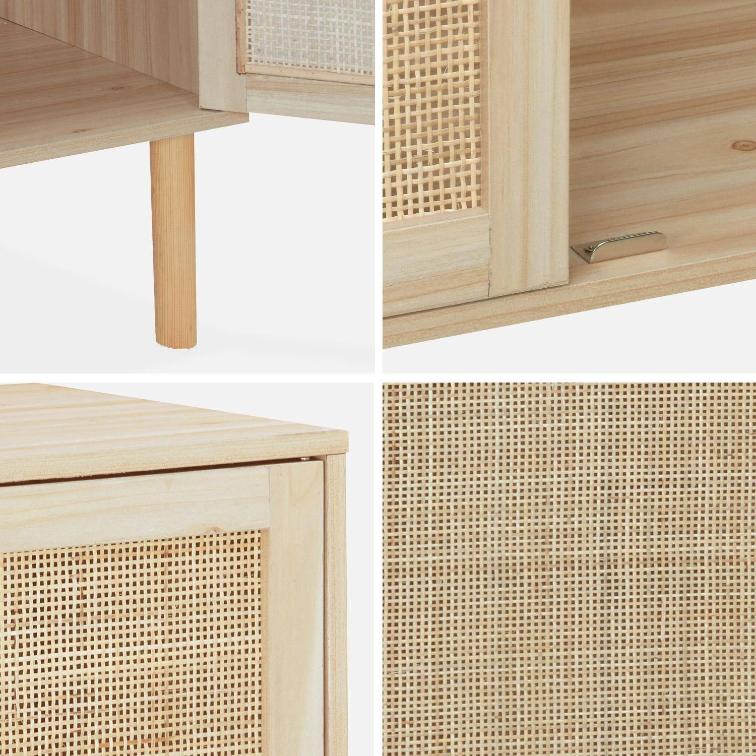 Buffet Cannage Et Effet Bois 2 Portes 80 Cm 9 Buffet Cannage Et Effet Bois 2 Portes 80 Cm – Image 7