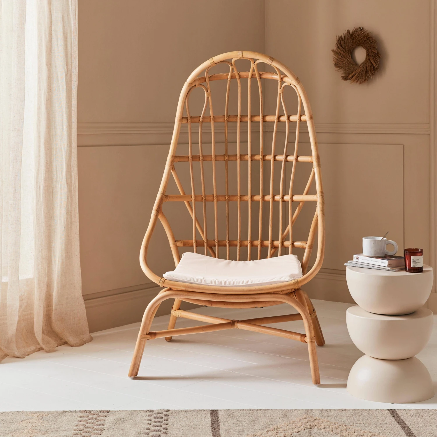 Fauteuil œuf En Rotin Avec Coussin 4 Fauteuil œuf En Rotin Avec Coussin – Image 2