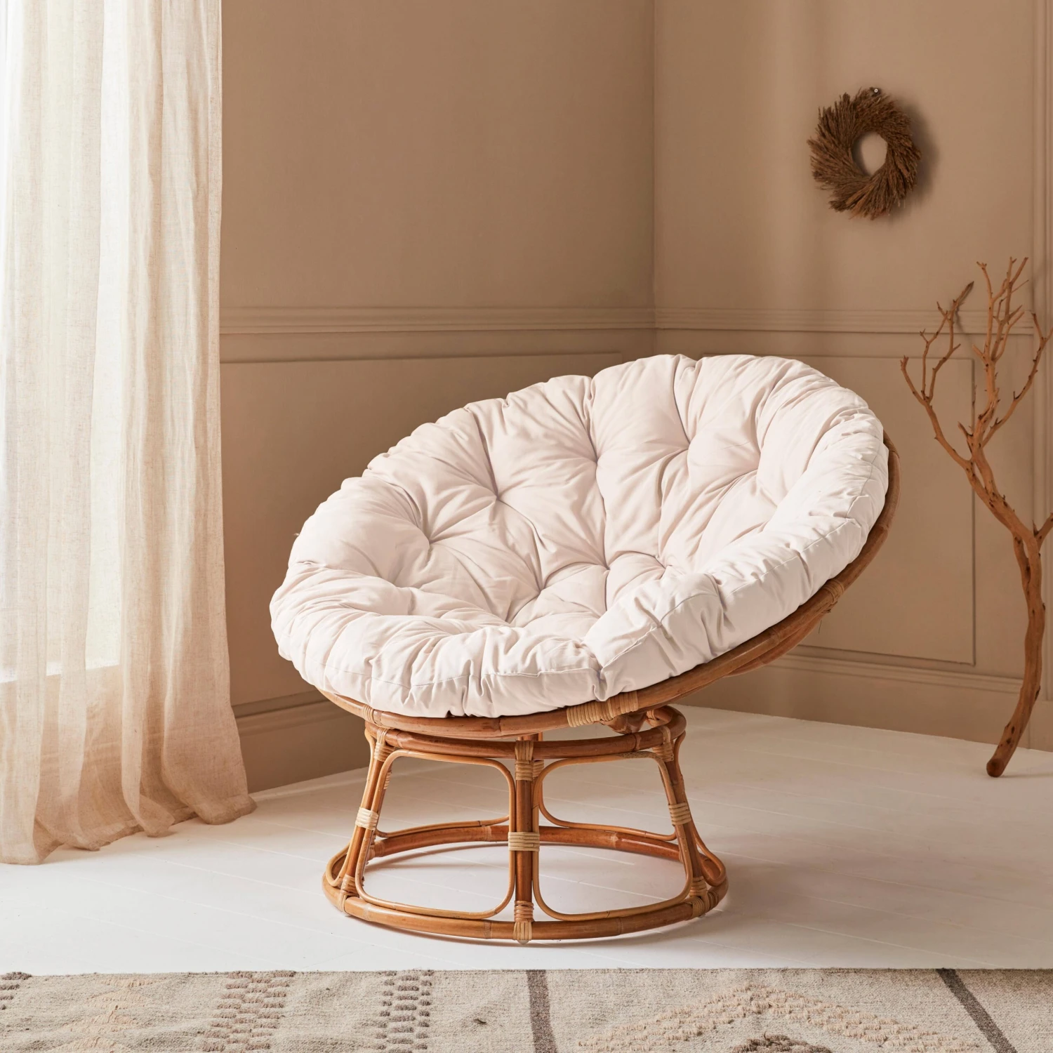 Fauteuil Papasan En Rotin Avec Coussin Ø113cm 3 Fauteuil Papasan En Rotin Avec Coussin Ø113cm