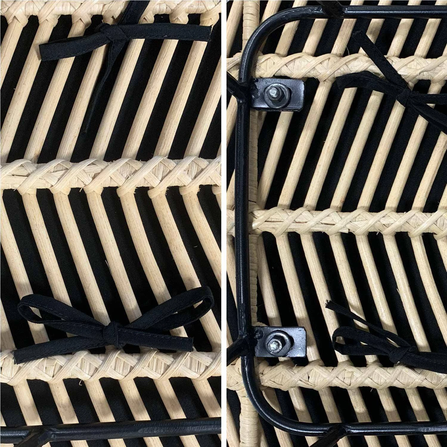 Chaise Métal Et Rotin Naturel (lot De 2) Couleur : Noir 11 Chaise Métal Et Rotin Naturel (lot De 2) Couleur : Noir – Image 9